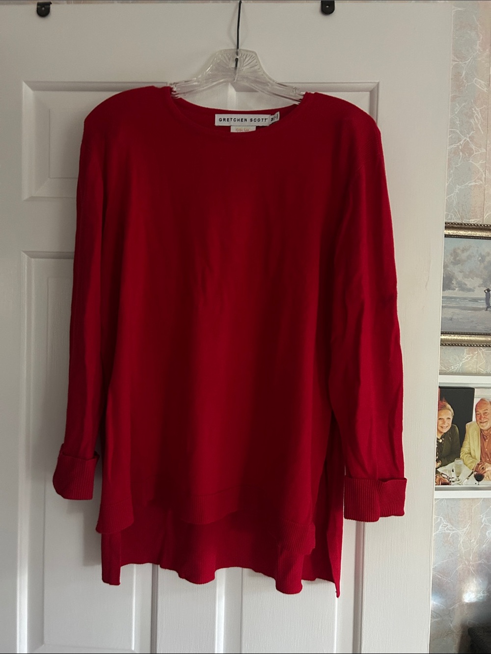 Gretchen Scott Designs Bold Red Long Sleeve Knit Tunic